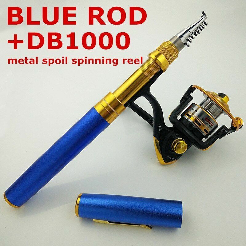 Fishing Rods Spinning 1.8m 2.1m Pen Shape Telescopic Pocket Rock Pole Cast Reels