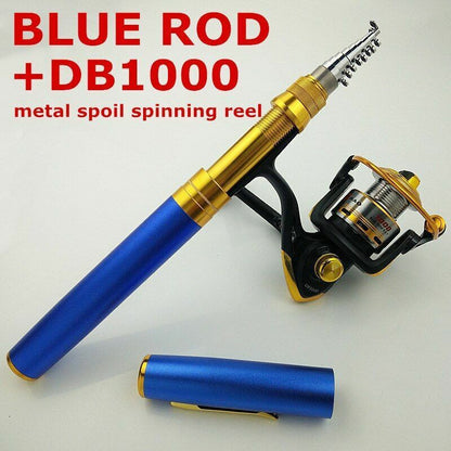 Fishing Rods Spinning 1.8m 2.1m Pen Shape Telescopic Pocket Rock Pole Cast Reels
