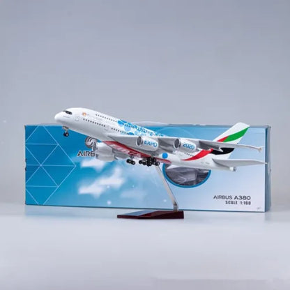 45CM 1:160 Diecast Model Airlines Airbus A380 Resin Airplane Display Lamp Sounds