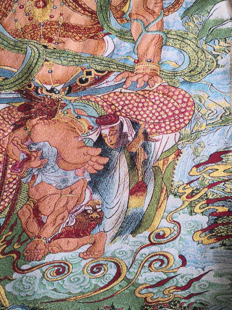 36"Tibet Tibetan Cloth Silk Buddhism Mahakala Wrathful Deity TangkaThangka Mural