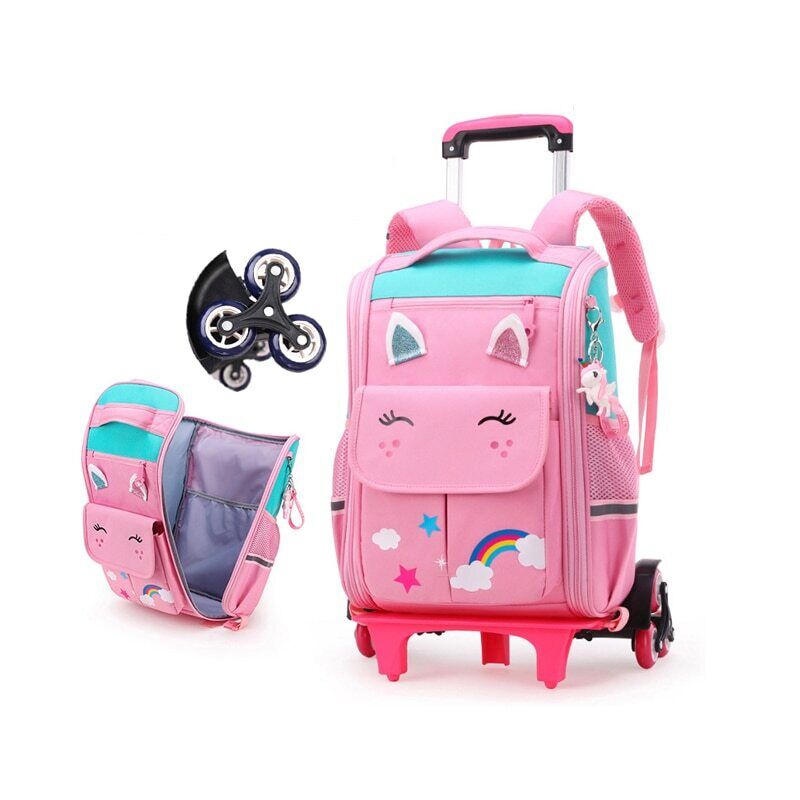 School Bag Student Backpacks Kids Trolley Wheeled Bag Children Backpack Wheels