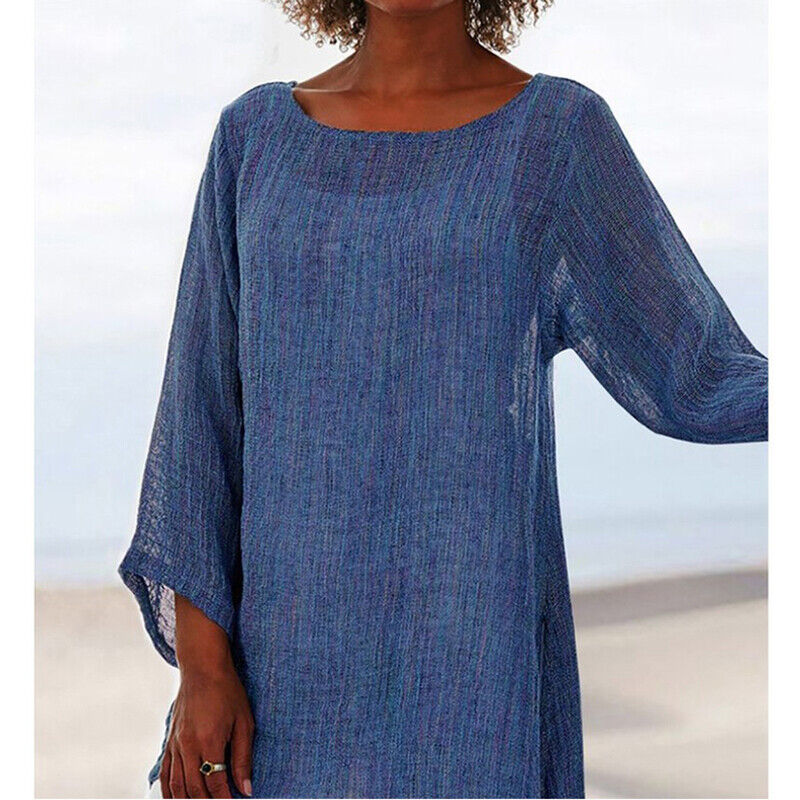 Tunic Tops Tee Pullover T-Shirt Blouse Baggy Casual Solid O Neck Summer