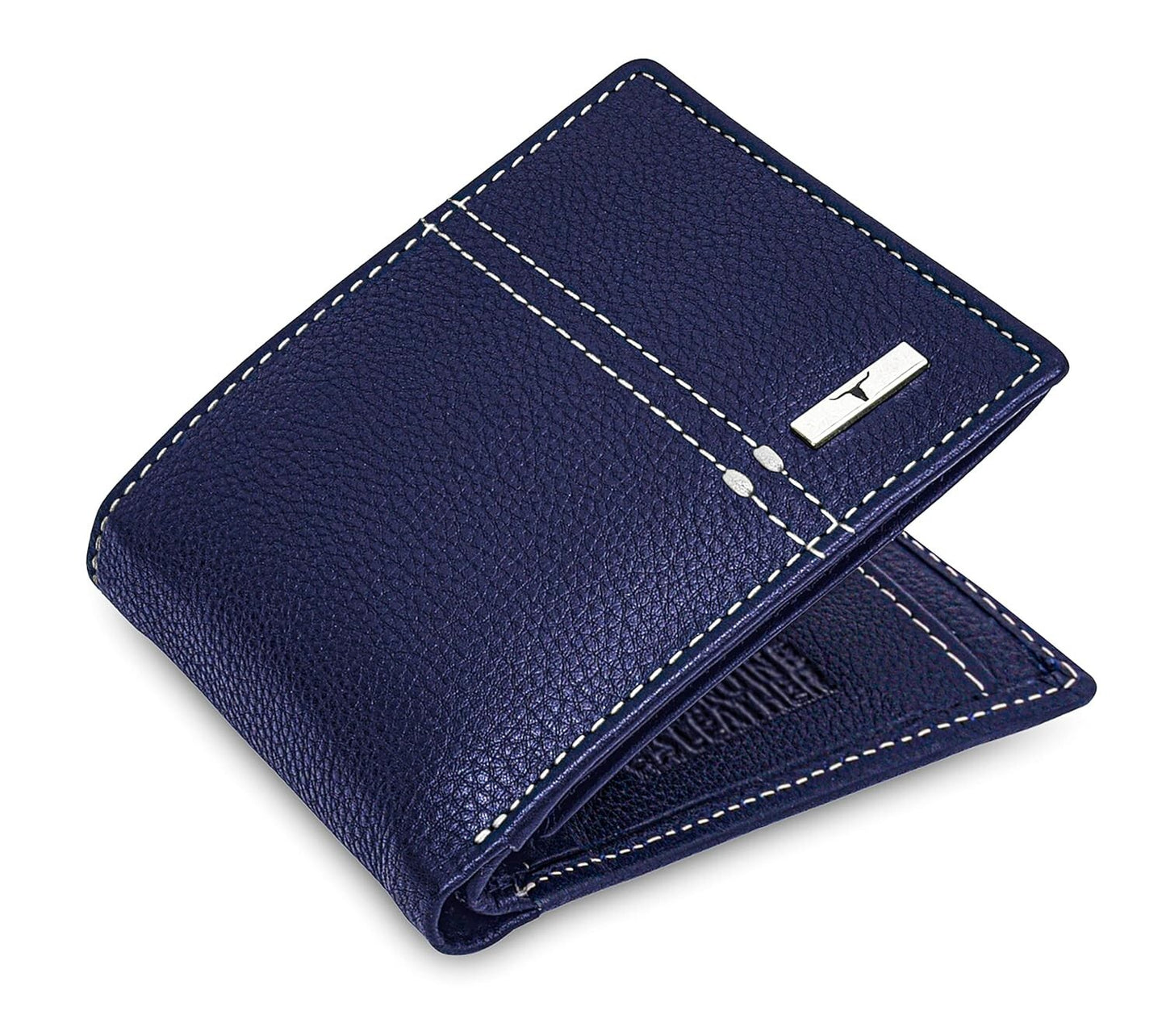 New Blue/White Bi-Fold Leather Men's Wallet RFID Protection Gift Item