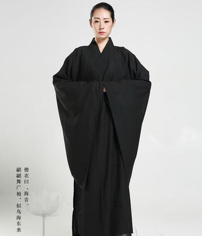 New Buddhist Monk Shaolin Kung Fu Suit Meditation Haiqing Robe Long Gown Dress