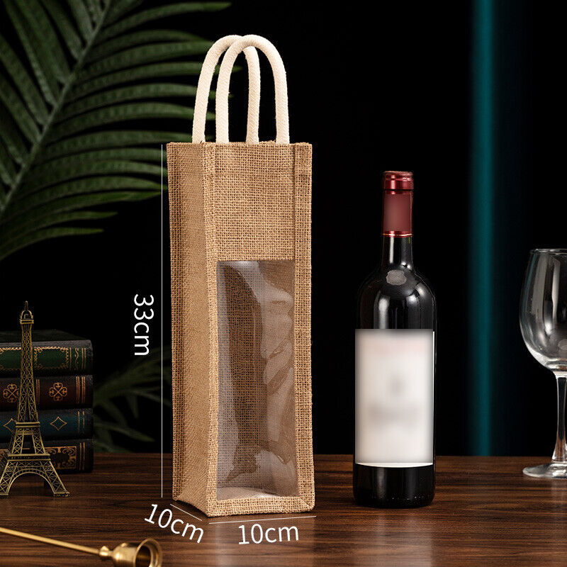 Burlap Wine Bag Packing Case Flax Clear Storage Handle Bag Red Wine Gift Bag