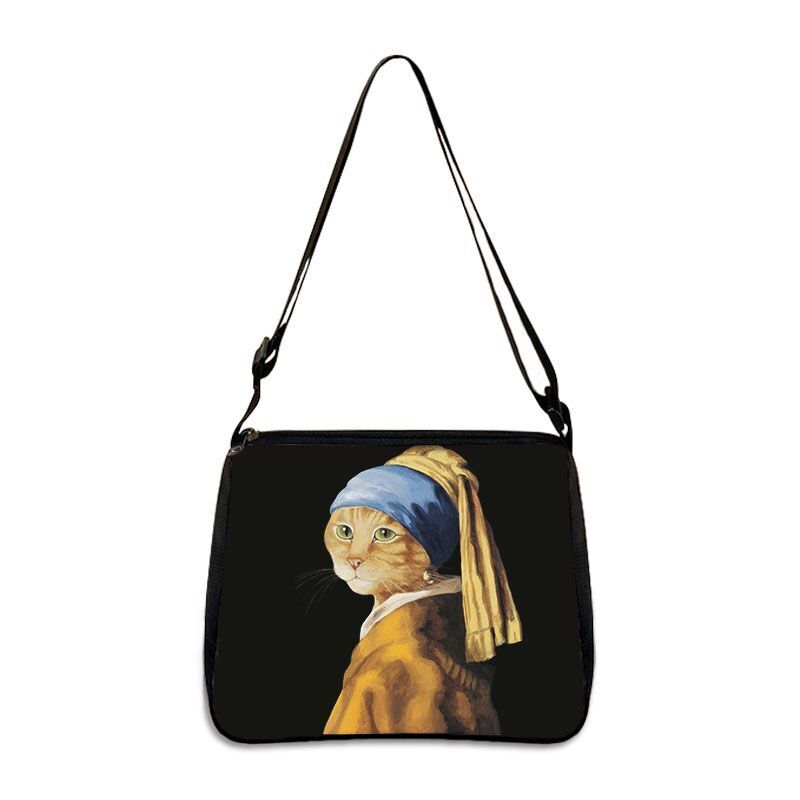 Funny Cat Cosplay Messenger Bag Handbag Canvas Underarm Shoulder Bags Crossbody