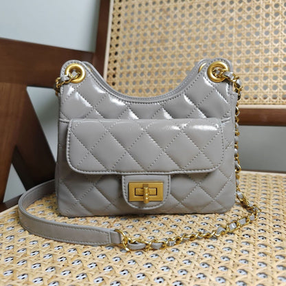 Small Mini Quilted Real Leather Shoulder Bag Hobo Crossbody Clutch Purse Chain