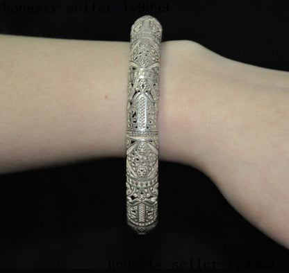 old Chinerse Tibetan silver jewelry Bracelet bangle wristlet circlet wristband