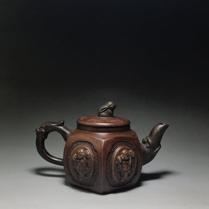 Chinese Yixing Zisha Clay Handmade Exquisite Teapot（六方来福 底款：时大彬）