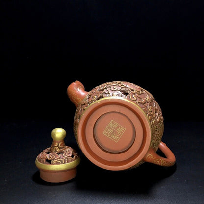 Chinese Yixing Zisha Clay Handmade Exquisite Teapot（事事如意 底款：康熙御制）