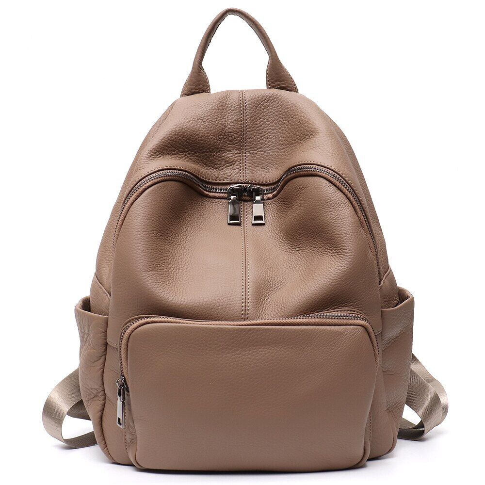 Genuine Leather Backpack Women Men Shoulder Bag School Travel Cowhide