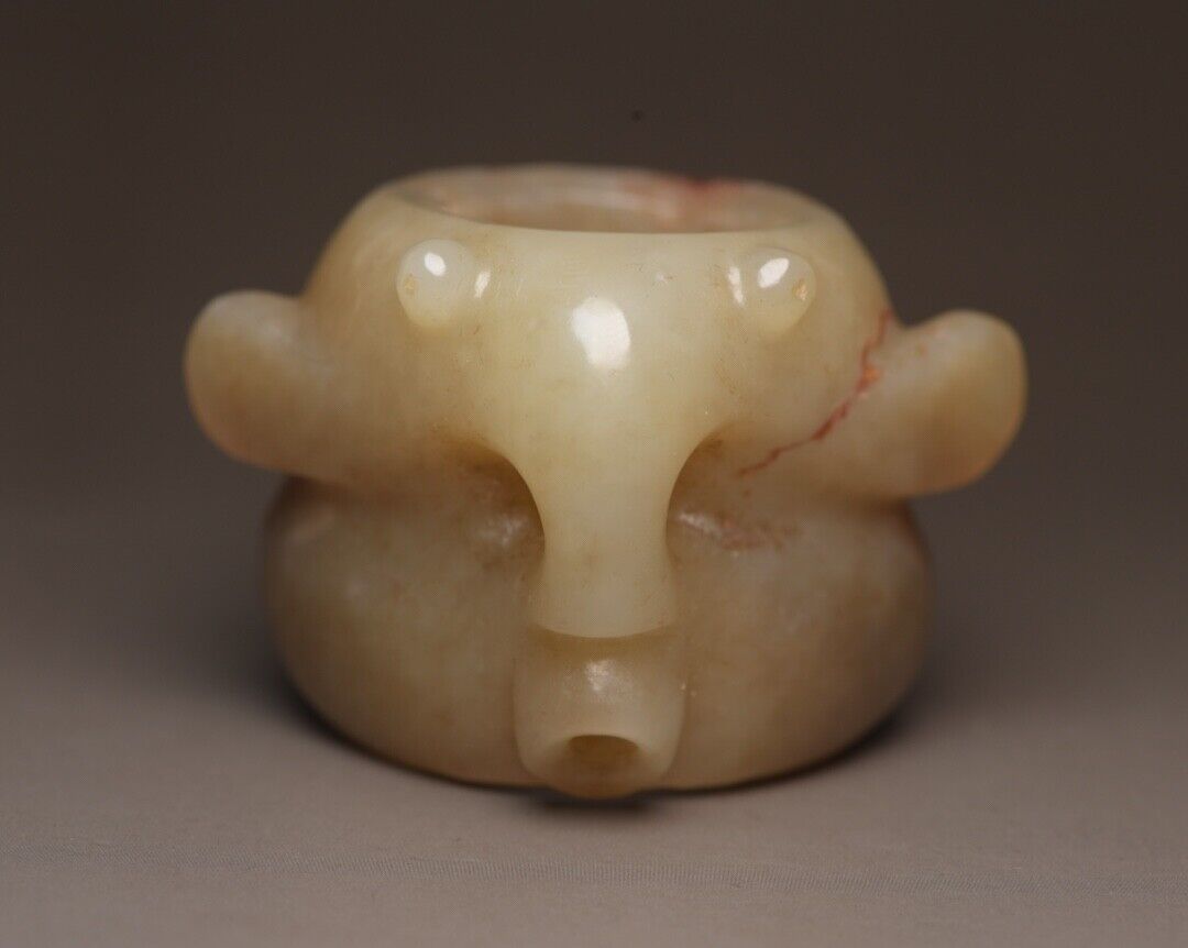 Chinese Antique Hetian Jade Carved Exquisite Unique Thumb Ring Jewelry Art Rare