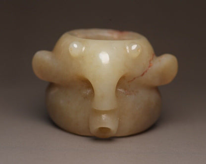 Chinese Antique Hetian Jade Carved Exquisite Unique Thumb Ring Jewelry Art Rare