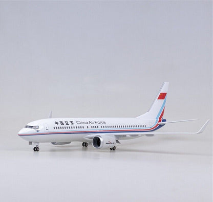 47CM China Air Force BOEING 737 Airplane Led Sound-controlled Light Resin Model