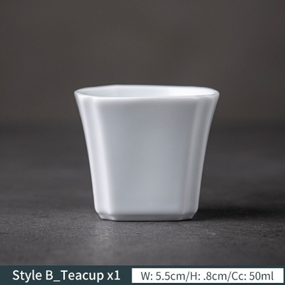 Square Ceramic Teacup Porcelain Tea Cup 50ml