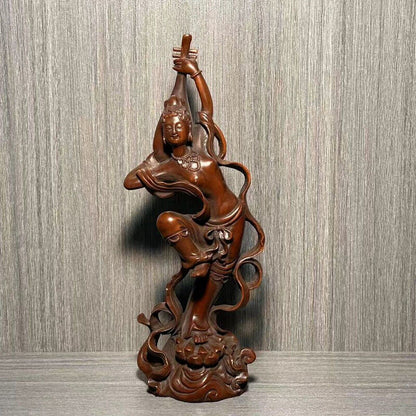 Collection Chinese Boxwood Carved Pretty Woman Statue Wood Sculptures Home Decor