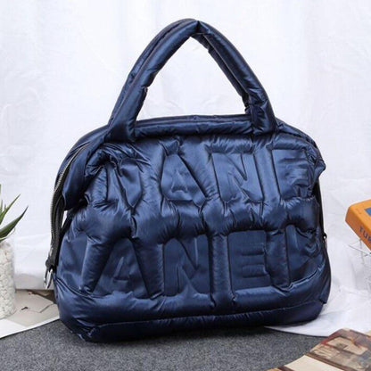 Big Shoulder Bag Cotton Feather Down Bag Crossbody Purse Nylon Handbag 40*21*30