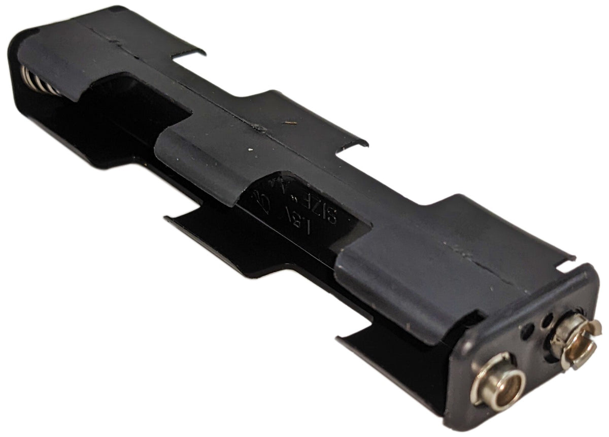 4 "AA" Battery Holder with Snap Connector, Plastic Case (4.40" x 0.66" x 1.00")