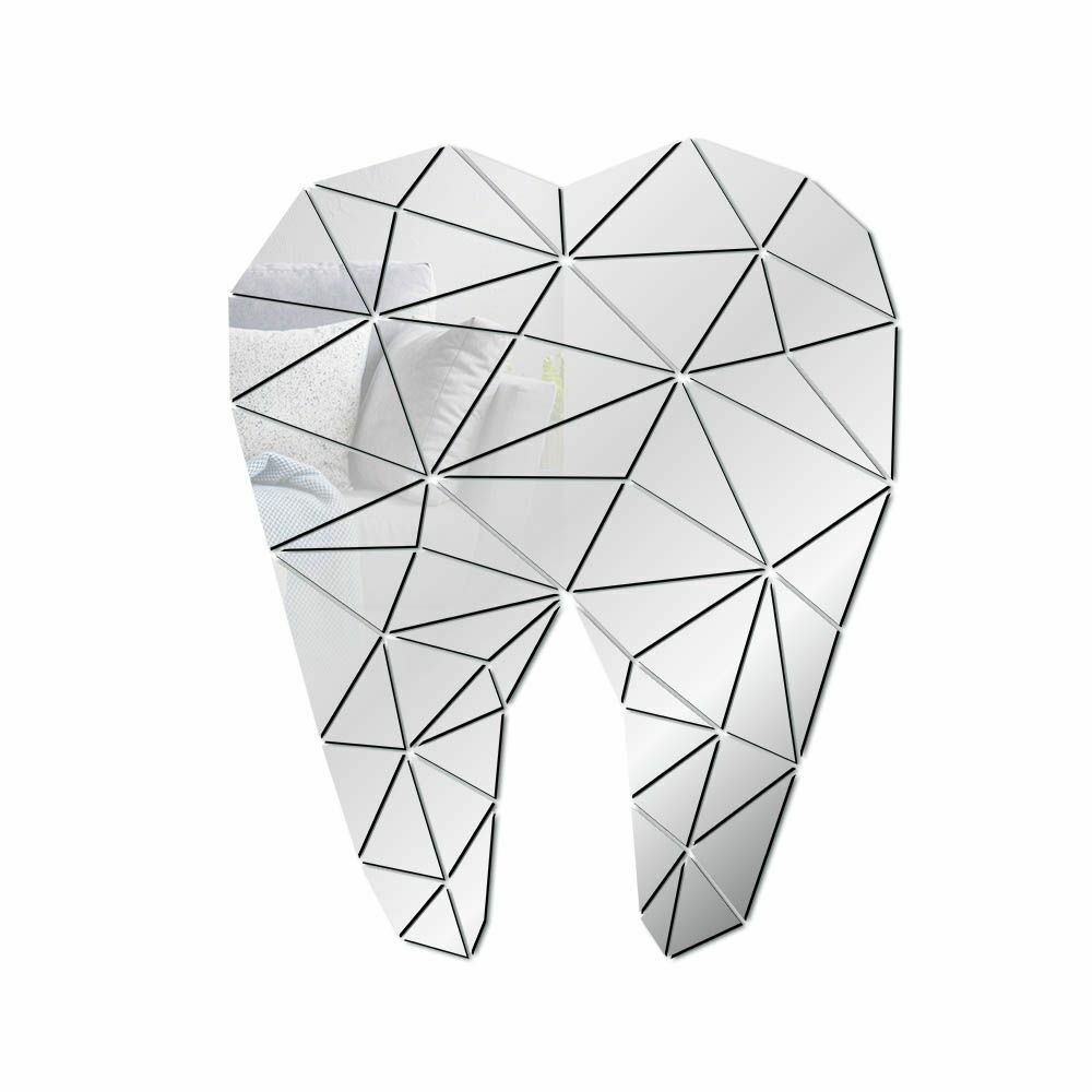 Dental Care Tooth Shaped Acrylic Mirrored Wall Stickers Dentist Clinic Art Decor