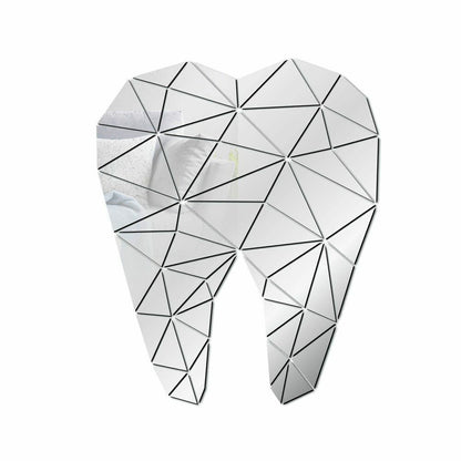 Dental Care Tooth Shaped Acrylic Mirrored Wall Stickers Dentist Clinic Art Decor