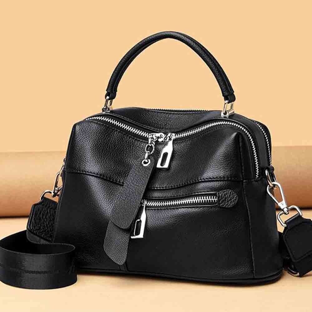 Bag for Women Genuine Leather Shoulder Purses Multi-Pocket Cowhide Female Bag
