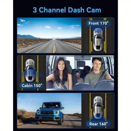 3-Channel Dashcam FHD1080P Ultra-Wide Reversing Vision