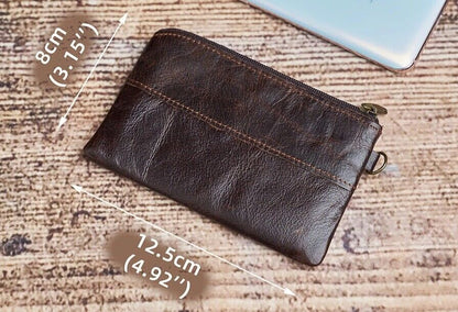 Genuine Leather Wallets For Men Credit Card Holder Coin Purse Zipper Pocket Bag