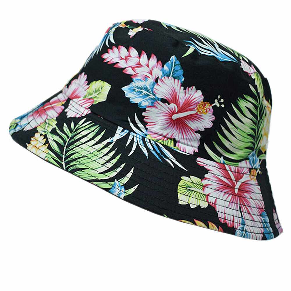 Unisex 100% Cotton Bucket Hat Boonie Hunting Fishing Outdoor Reversible Cap