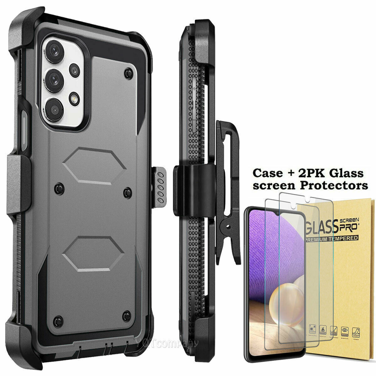 For Samsung Galaxy A32 5G Case Shockproof Rugged Clip Cover + Screen Protector