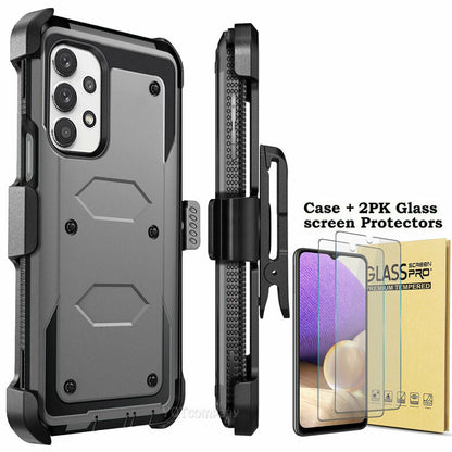 For Samsung Galaxy A32 5G Case Shockproof Rugged Clip Cover + Screen Protector