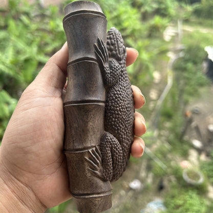Agarwood Lizard Bamboo Joint Hand Piece 15cm Wenwan Keychain Pendant