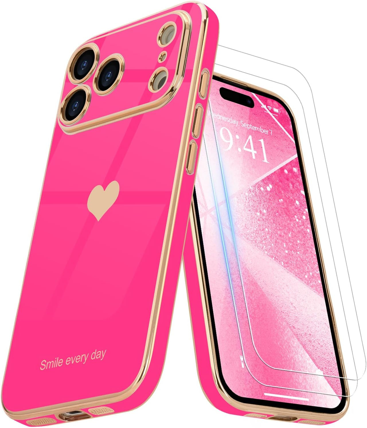 for Iphone 17 Pro Max Case with Screen Protector [2 Pack] Girl Women Cute Girly