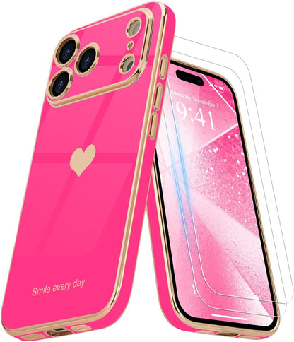 for Iphone 17 Pro Max Case with Screen Protector [2 Pack] Girl Women Cute Girly