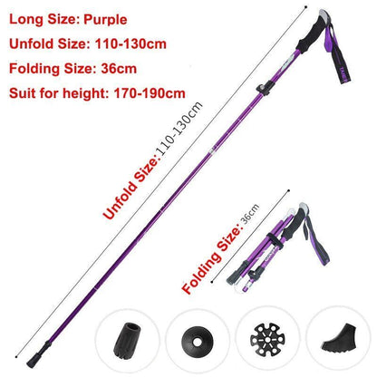 5-Section Folding Trekking Poles Nordic Walking Stick Hiking Telescopic Cane 1PC