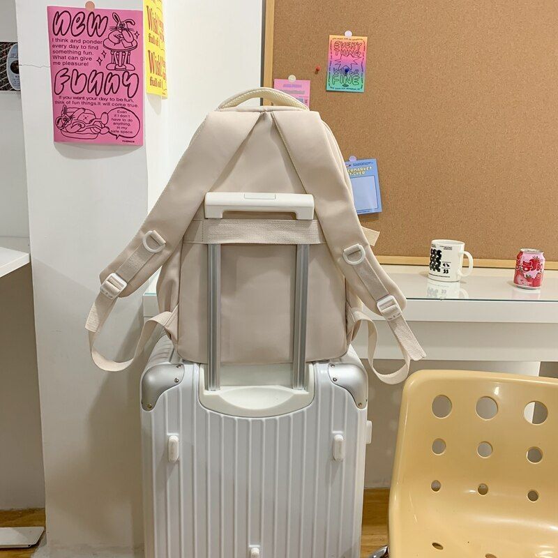 Pink Green Student Backpacks Laptop College Backpack Nylon Book Bags 31*17*43 CM