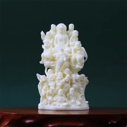 15cm 18 Arhat Buddha Carvings Temple Hall Worship Carving Crafts Collectible