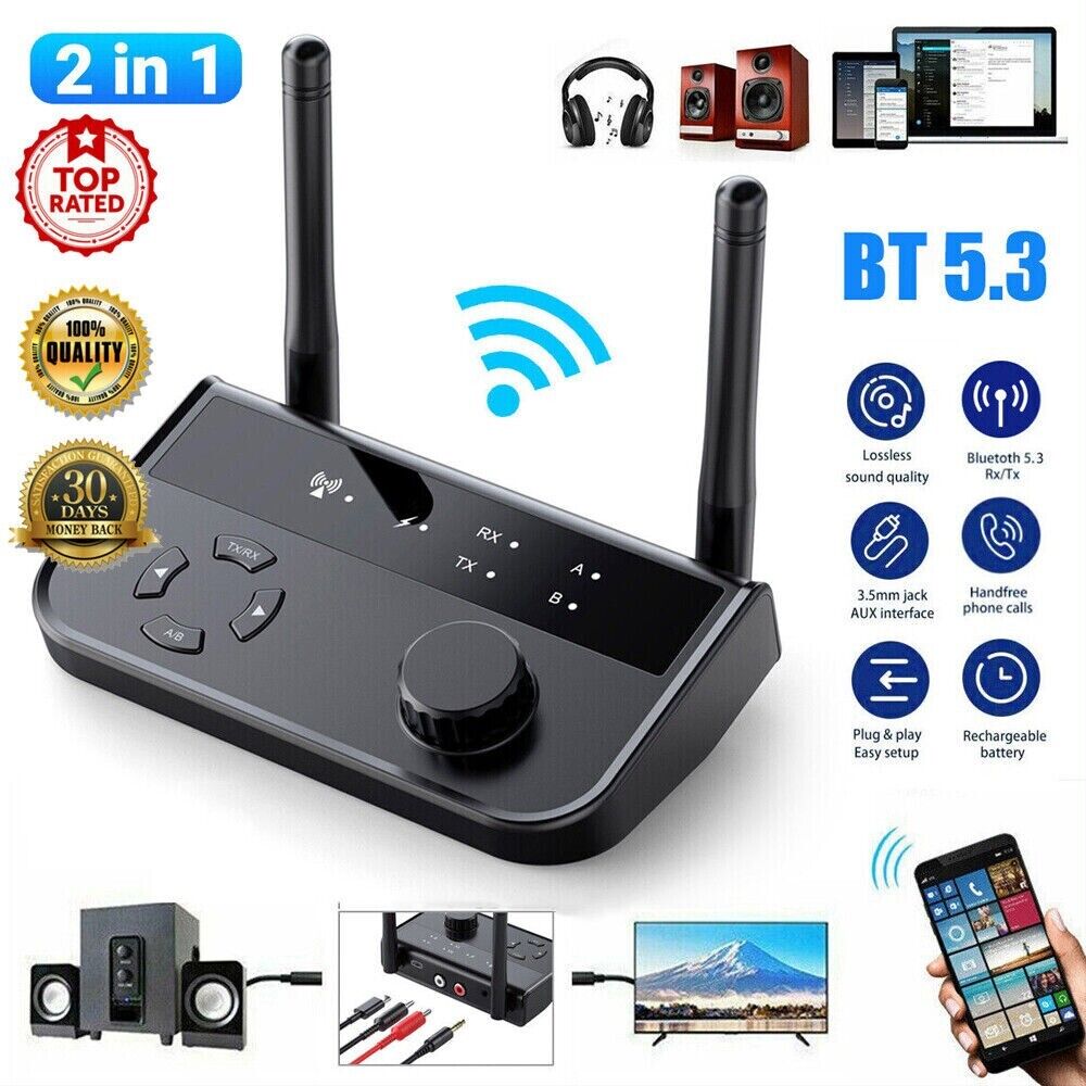 Transmisor y Receptor Bluetooth, Kit de Adaptador Audio estéreo inalámbrico 5.3