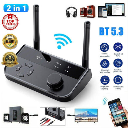 Transmisor y Receptor Bluetooth, Kit de Adaptador Audio estéreo inalámbrico 5.3