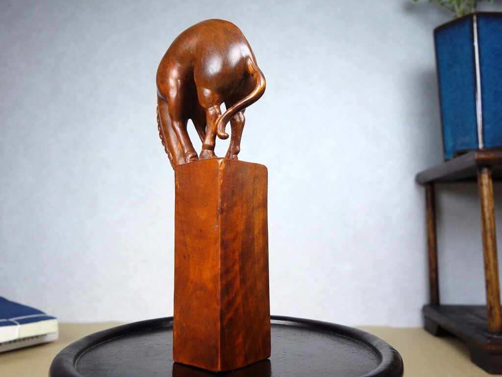 Chinese Natural Boxwood Hand carved Exquisite Horse Seals AE2688