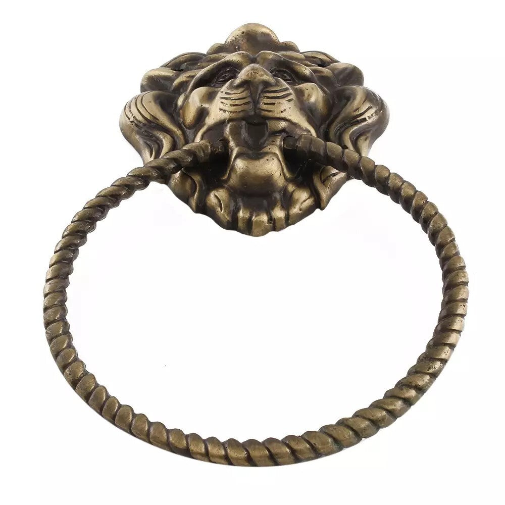 Antique Look Lion Brass Door Knocker With Rope Ring Door Bell Home Decor