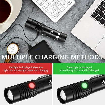 LED Flashlight Ultra Bright XP-L V6 Lamp Beads Waterproof Torch Zoomable 4 Modes