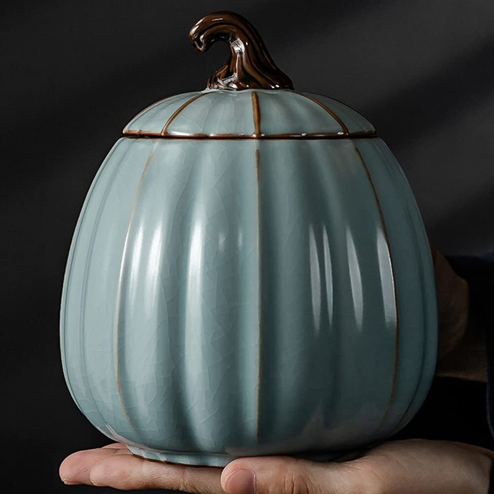 15.3cm Chinese Tea Caddy Sealed Pot Ceramic Retro Tea Box Storage Jar Home Decor