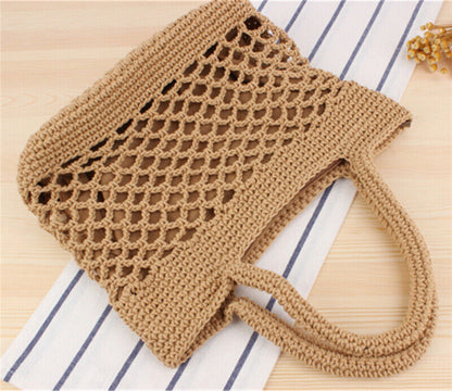 New Portable Foldable Beach Bag for Women Crochet Straw Bag Summer Tote Handbag