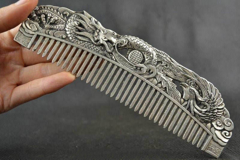 Chinese Old Decoration Collectibles Handwork Carving Dragon Comb