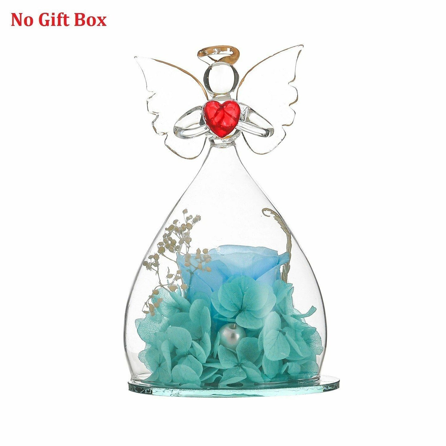 Real Rose Angel In Glass Dome Preserved Flowers Wedding Birthday Gifts 2.9 x4.3"