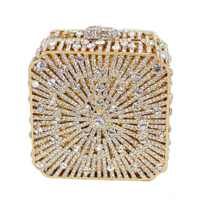 Party Purse Luxury Crystal Clutch Metal Frame Evening Bag Handbags 11*11*6.5 CM