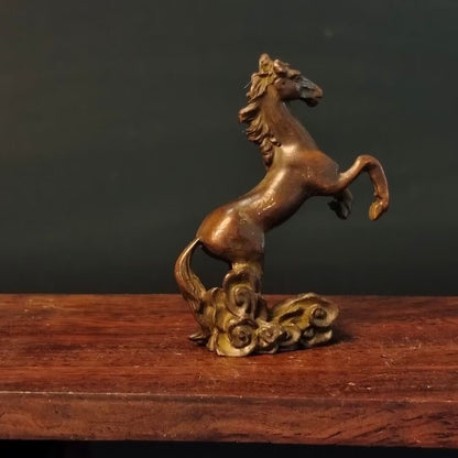 Chinese bronze hand casting horse statue collectable figure tea pet table decor