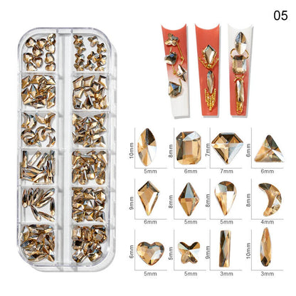 Nail Charms 30Pcs Boxed Luxury Shiny Planet Alloy 3D Art Rhinestones Bling Decor