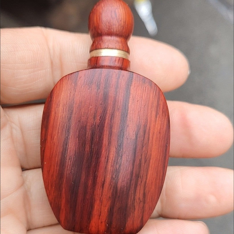Red Sandalwood Snuff Bottle 7.2cm Retro Wood Art Collectible Hand Piece Decor