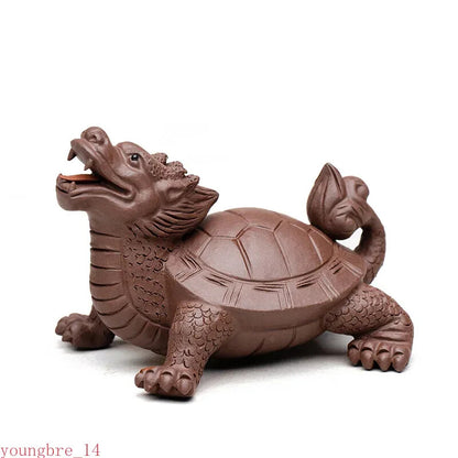 Yixing Purple ClayTea Pet Dragon Turtle Animal Tea Figurine Sculpture Crafts